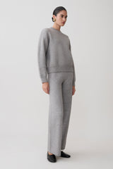 Evan Knit Wide Leg Pants - Grey Marle