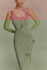 Virginia Suiting Embroidered Midi Dress - Burnt Rose