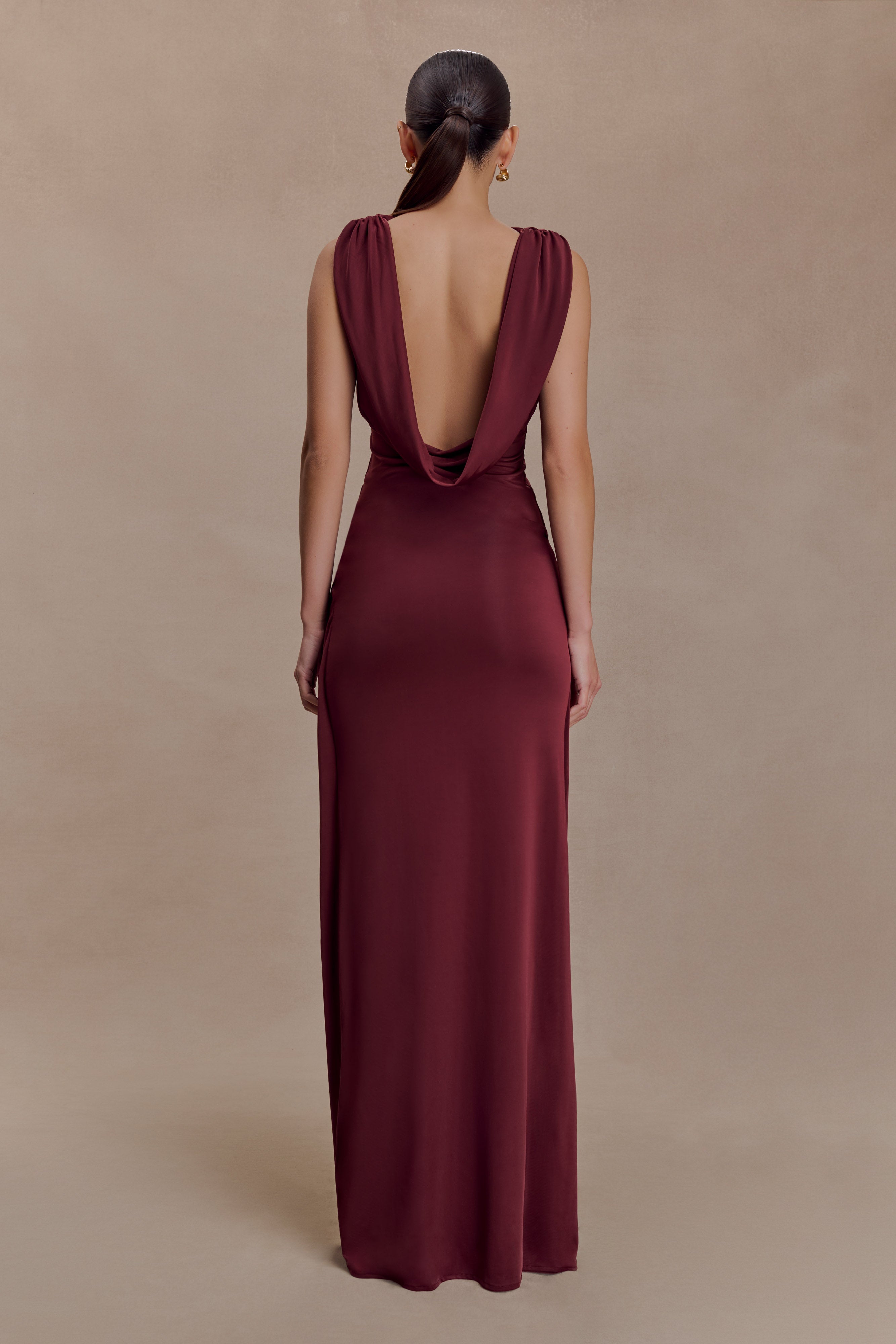 Bridget Slinky Cowl Back Top - Burgundy